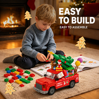 Ensemble de blocs de construction de camion de Noël 520 pièces avec arbre, Père Noël, cadeaux de Noël, jouet de construction pour enfants, modèle de briques STEM DIY