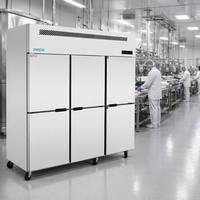 Réfrigérateur-congélateur vertical commercial en acier inoxydable à 2, 4 ou 6 portes, avec roulettes, directement de l'usine
