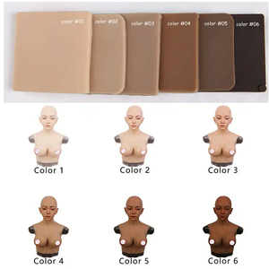 URCHOICE Halloween réaliste masque féminin Cosplay Drag Queen Crossdresser forme mammaire avec <span class=keywords><strong>maquillage</strong></span> pour couverture de fête - Product Image 6