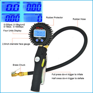 เครื่องวัดแรงดันลมยาง U-NAI UN-9703D 0-255PSI 0-10BAR ปิดอัตโนมัติใน 30 วินาที พกพาสะดวก น้ำหนักเบา หน้าจอ LCD ดิจิตอล พร้อมที่สูบลมในตัว วัสดุทองแดง - Product Image 3