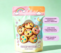 Transparante, vochtbestendige, staande ritssluitingszak met gravureprint, plastic zak voor verpakkingen van biscuits, koekjes, gebak en snacks