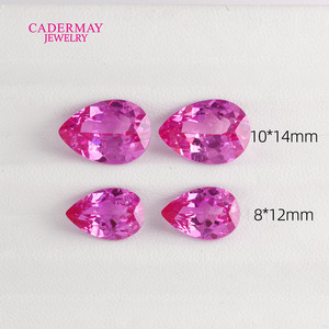 Cadermay Synthetic Pink Zircon Pear Cut Loose Stone 8x12mm 10x14mm For Jewelry Making - Product Image 1