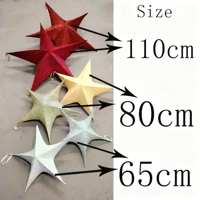Faltbarer Handgefertigter Samt- & Metall-Glitzer-Stern Weihnachts-Hängedekoration 40/65/80cm Hochwertige Deckendekoration