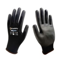 Guantes de Trabajo Yokii de Poliéster Calibre 13 Ultrafinos con Recubrimiento de PU, Excelente Agarre, Guantes de Seguridad para Jardinería, Almacén y Trabajo Ligero para Hombre