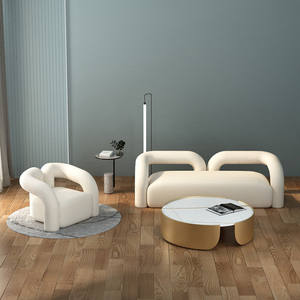 Sillón Individual de Lana de Cordero, Suave y Cómodo, Estilo Nórdico Moderno para Sala de Estar - Product Image 3