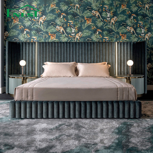 Set Letto <span class=keywords><strong>Matrimoniale</strong></span> Moderno di Lusso per Villa, Misura King/Queen, con <span class=keywords><strong>Testiera</strong></span> Grande e Comodino, Arredamento Camera da Letto Soluzione Completa - Product Image 2