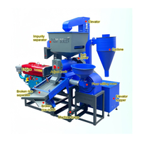 Moteur diesel 22HP Super Puissance, Polisseuse de riz multifonction 5 en 1, Broyeur de coques de riz, Machines à décortiquer le riz