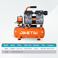 Compresseur d'air électrique silencieux sans huile 8 bars 1KW 10L à double cylindre 220V haute pression pour pulvérisation et travail du bois OEM
