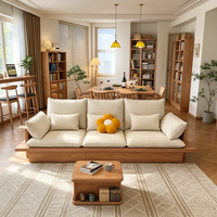 Ensemble de canapés en bois massif japonais pour petit appartement, couleur noyer, meubles de salon