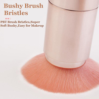 Riasan Multifungsi 4 in 1 dengan Kuas Makeup Plastik Berbahan Rambut Sintetis, Dua Sisi dengan Kuas Blush dan Kontur Berujung Miring