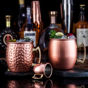 Vasos de Barra de Acero Inoxidable 304 con Diseño Elegante, Estilo Europeo, Ecológicos, Martillados, Recubiertos de Cobre, para Cócteles Moscow Mule - Product Image 4
