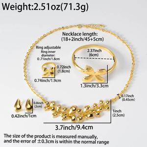 Ensemble de bijoux en laiton tendance papillon unisexe, collier, boucles d'oreilles, bague, plaqué or, zircon, mariage, fête, fiançailles, anniversaire - Product Image 6