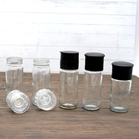 Récipient à épices en verre transparent de qualité supérieure, forme tube, avec bouchon en verre et en plastique, pour les essentiels de cuisine