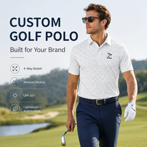 Polo de golf pour homme, léger, respirant, anti-humidité, extensible dans 4 directions, protection UV, impression personnalisée, Drifit - Product Image 1