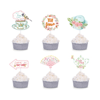 Di vendita caldo buon compleanno Fiore Tè Del Pomeriggio Del Partito Cupcake Cake Topper