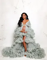 Robe de bal longue et moelleuse avec appliques, sexy, décolleté cœur, épaules dénudées, traîne balayante, pour baby shower