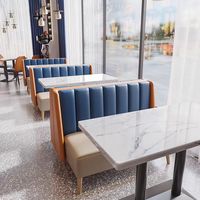Ensemble de canapés de restaurant moderne de luxe léger, tables et chaises de café extérieur, tabourets de bar - Mobilier en cuir écologique