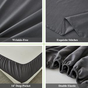 Premium Soft Brushed Microfiber <strong>Fabric</strong> Deep Pockets 4 Piece Bed Sheets Set