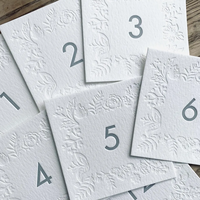 Nomor Meja Letterpress Eksklusif Kartu Kertas Katun Putih Kartu Meja Nomor Tampilan Letterpress untuk Pesta Pernikahan