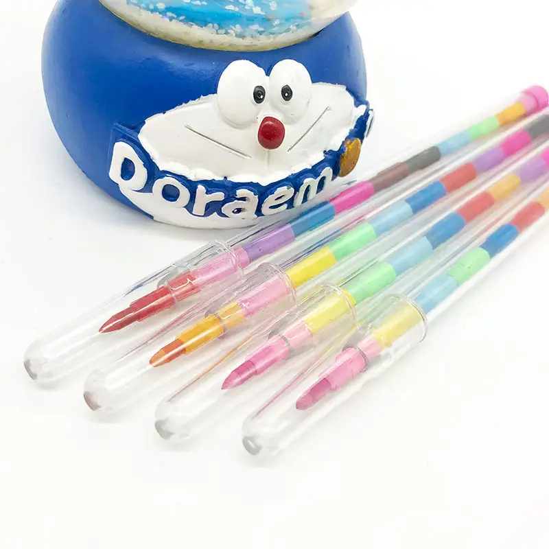 Maxwri פלסטיק רב נקודת צבע שעוות עפרון 11 צבעים לא רעיל Bullet לדחוף עפרון עבור תלמידי ילדים ציור קידום