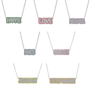 Collana con nome colorato artigianale con <span class=keywords><strong>pietre</strong></span> riccamente intarsiate stile di lusso unico ciondolo personalizzato Premium per donna uomo - Product Image 5