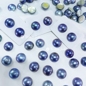 14 -15mm doğal deniz suyu Mabe inci japonya mavi mor yarı yuvarlak deniz Mabei gevşek inci küpe kolye takı toptan için - Product Image 2