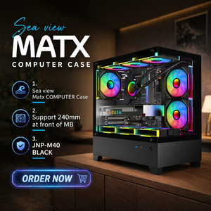 Boîtier <span class=keywords><strong>Gamer</strong></span> Mid-Tower Haute Performance avec Panneau Latéral en Acier Aqua View, Prise en Charge M-ATX/Mini-ITX, USB3.0/Type-C pour Ordinateurs de Jeu - Product Image 1