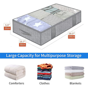 Boîte de rangement transparente minimaliste grande capacité pour lit, motif arête de poisson, housse anti-poussière pour vêtements, couette, tri <span class=keywords><strong>sous</strong></span> le lit - Product Image 5