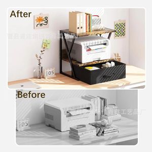 Étagère de rangement combinée en fer et bois à 3 niveaux avec tiroir pour l'organisation du comptoir de cuisine ou du bureau - Product Image 3