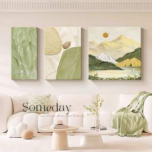 Cuadro Decorativo ZHUOHAO para Sala de Estar, Pintura al Óleo Enmarcada sobre Vidrio, Crema, Moderno, Minimalista de Alta Gama, Tríptico, Fondo para Sofá, Luz Solar - Product Image 6