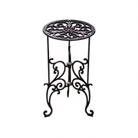 Support de plante décoratif vintage en fer forgé, support rond en métal pour pot de fleurs, table d'appoint de jardin intérieure/extérieure
