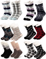 Chaussettes antidérapantes chaudes d'hiver thermiques Chaussettes de sol pantoufles floues Chaussettes moelleuses doublées de polaire Sherpa en tricot