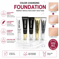 Fond de Teint Liquide Adaptatif SPF50 Contrôle du Sébum, Imperméable et Changeant de Couleur, Longue Tenue, pour Peaux Foncées, Marque Privée