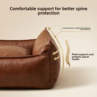Grand lit pour chien en cuir, tapis amovible, lavable, imperméable, pour l'été