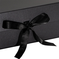 Boîtes en carton pliables magnétiques en papier noir de luxe personnalisées recyclables pour cadeaux de mariage de demoiselles d'honneur avec ruban