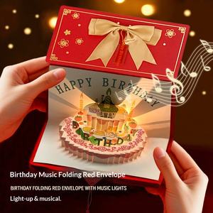 Papel de Regalo Creativo Plegable y Elástico con Diseño Tridimensional de Música y Feliz Cumpleaños para Sorprender a Amigos, Estilo Chino Nuevo - Product Image 3