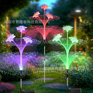 Luces Solares LED para Jardín, Flor de Lirio de Fibra Óptica, Decoración de Patio Resistente al Agua con Energía Solar - Product Image 1