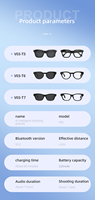 Gafas Inteligentes V03-T7 Anti-Luz Azul con IA para Exteriores, Grabación de Video WIFI, Asistente de Voz con IA, Cámara de 800W, Gafas Traductoras Inteligentes