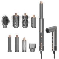 Estilizador de cabello plegable 8 en 1 de alta velocidad, pantalla LCD, cepillo de aire caliente para rizos, 110000 Rpm