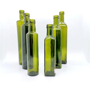 Botella de vidrio de aceite de oliva de Palma verde antigua cuadrada redonda con tapón de rosca 250ML 500ML 750ML Bouteille Vide Pour Huile D Olive - Product Image 6