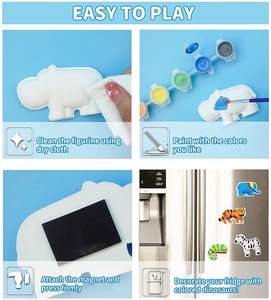 创意DIY动物绘画小雕像套装儿童3 + 27件工艺品陶瓷绘画彩色动物 - Product Image 5