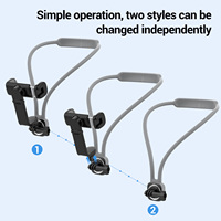 YUNKU Support de téléphone portable 2-en-1 anti-poussière, flexible, à suspendre au cou, en silicone, avec perche à selfie et support pour caméra d'action