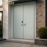 Porte en métal gaufré à double battant, finition mate, personnalisable pour villa, cour et appartement