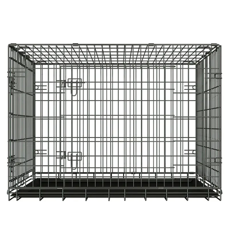 24inch/30inch/36inch/42inch/48inch Double Door Foldable Metal Wire Dog Crate with Tray