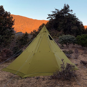 Tienda caliente Tipi de algodón ultraligera para 4 personas con conector de estufa ignífugo y 2 puertas para tubos de chimenea para acampar al aire libre - Product Image 6