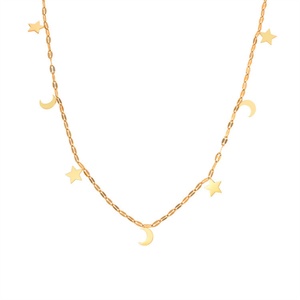 Collier tendance multi-pendentifs en acier inoxydable à maillons, idéal pour femme, cadeau d'anniversaire - Product Image 1