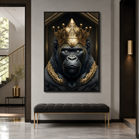 Portrait de Lion Doré en Aluminium – Tableau Mural Noir pour Hôtels, Salons, Bureaux et Espaces de Vie Spectaculaires