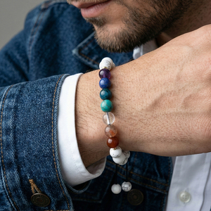 RINNTIN GMB108 Braccialetti all'ingrosso con perline dei sette chakra per la guarigione energetica, braccialetti regolabili in pietra naturale per yoga - Product Image 2
