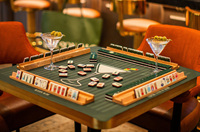 Set Mahjong Amerika Terinspirasi NYC, Ubin Mahjong Putih Krem dengan Seni Empire State & Jembatan Brooklyn
