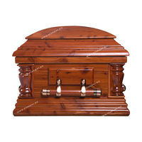 8208 venta al por mayor ataúd de buena calidad suministros funerarios ataúd de madera humana entierro adulto grano de madera Natural hecho de cedro rojo macizo